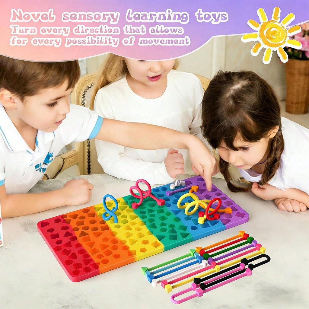 Sensory Activity Board, Quiet Silicone Fidget Toy with Storage Bag for Kids Ages 3+ and Adults, Travel Activities and Desk Breaks