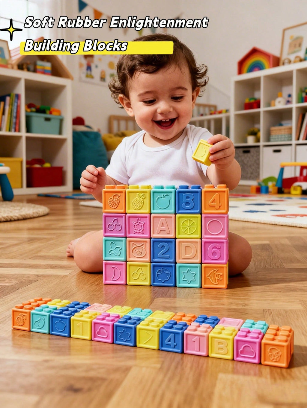 Soft Number Building Blocks for Toddlers, Multicolor Silicone Sensory Stacking Toys, Montessori-Inspired Learning Gift, 8/16/24 Pieces