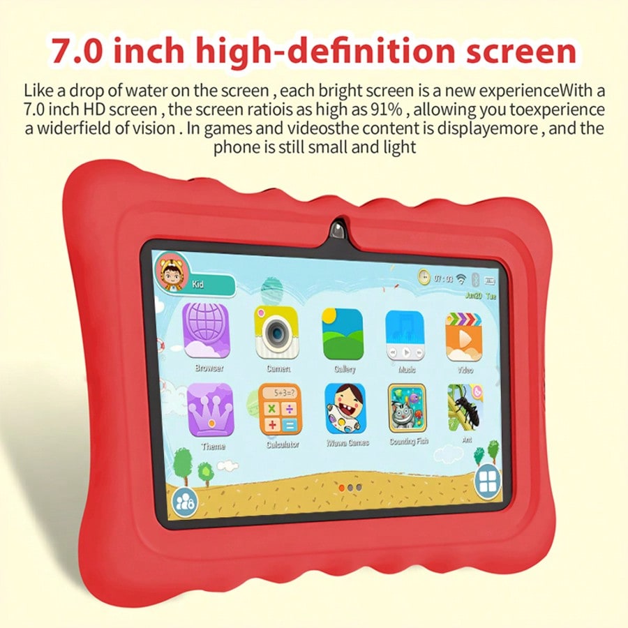 Kids WiFi Tablet with Parental Controls, 7-Inch Android 13 HD IPS Screen, 4GB RAM 64GB Storage, Dual Cameras and 4000mAh Battery for Learning and Games