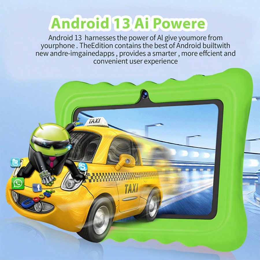 Kids WiFi Tablet with Parental Controls, 7-Inch Android 13 HD IPS Screen, 4GB RAM 64GB Storage, Dual Cameras and 4000mAh Battery for Learning and Games