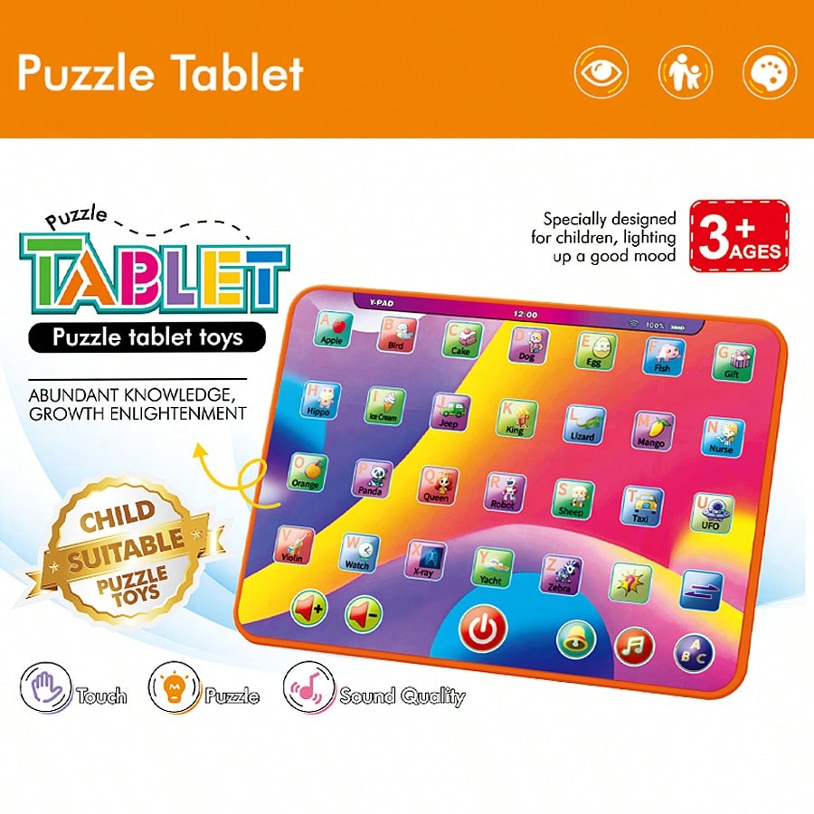 Alphabet Learning Tablet Toy for Ages 3-5, Interactive Letters, Numbers, Colors, Words and Music Preschool Activity Gift for Boys and Girls