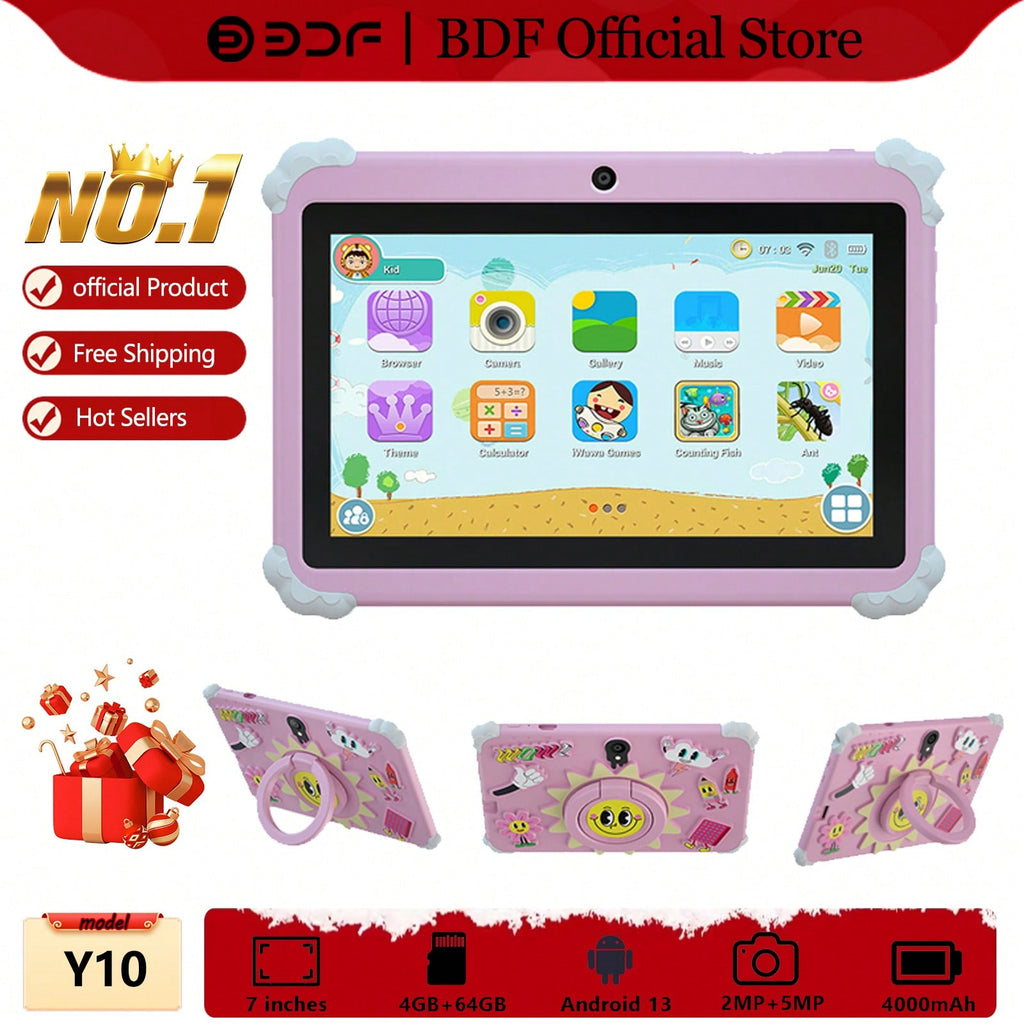Android 13 Kids Learning Tablet, 7-Inch HD IPS Display, 4GB RAM 64GB Storage, WiFi, Parental Controls, Dual Cameras and 4000mAh Battery
