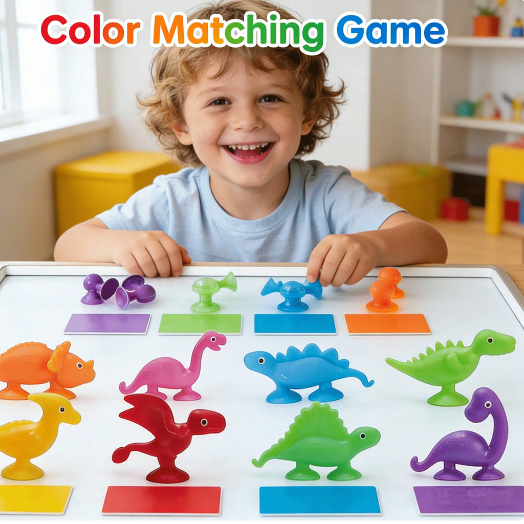 Dinosaur Suction Cup Toys for Kids, Soft Rubber Window Play Set in 8, 16, 20, 32 or 40 Pieces for Hands-On Activities, Travel and Holiday Gifts