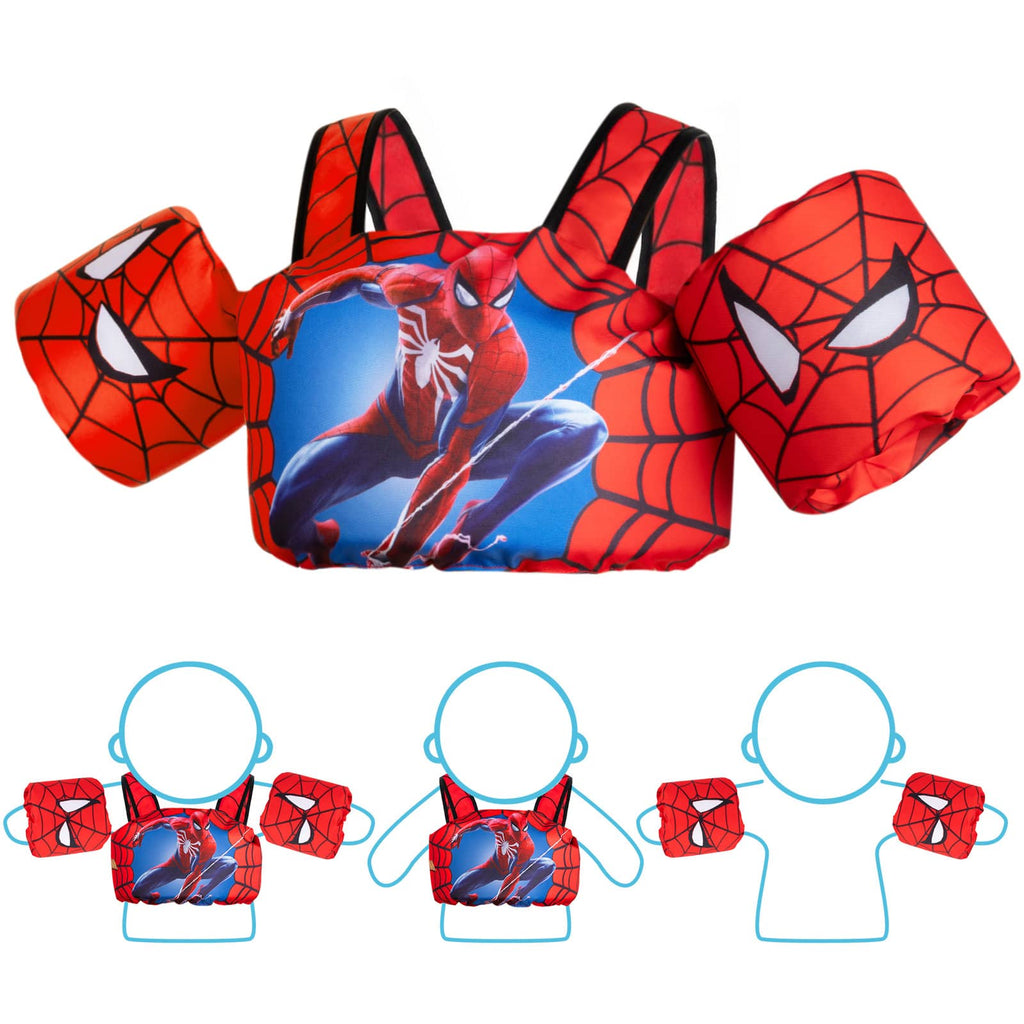 Toddler Swim Vest 3-in-1 Adjustable Floaties with Detachable Arm Bands, Listed for Kids Ages 2–7 and 22–66 lbs, Pool & Beach Swimming Accessory