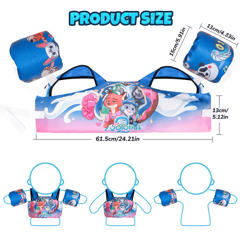Toddler Swim Vest 3-in-1 Adjustable Floaties with Detachable Arm Bands, Listed for Kids Ages 2–7 and 22–66 lbs, Pool & Beach Swimming Accessory