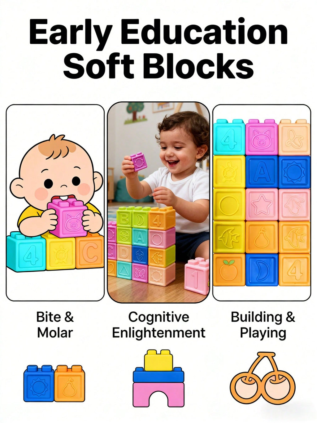 Soft Number Building Blocks for Toddlers, Multicolor Silicone Sensory Stacking Toys, Montessori-Inspired Learning Gift, 8/16/24 Pieces