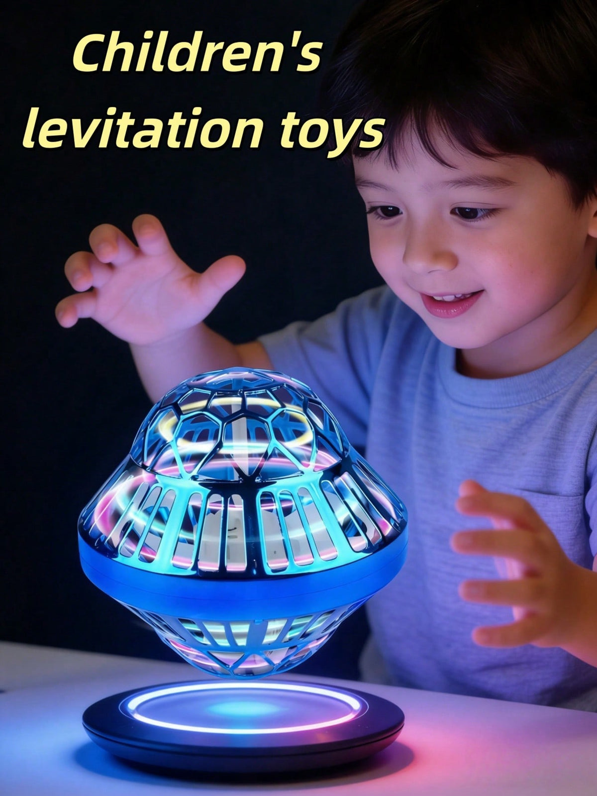 Flying Orb Ball Toy with LED Lights, Auto-Rebound Hand-Controlled Hovering Spinner for Indoor Outdoor Play, Gifts for Boys and Girls Ages 6+