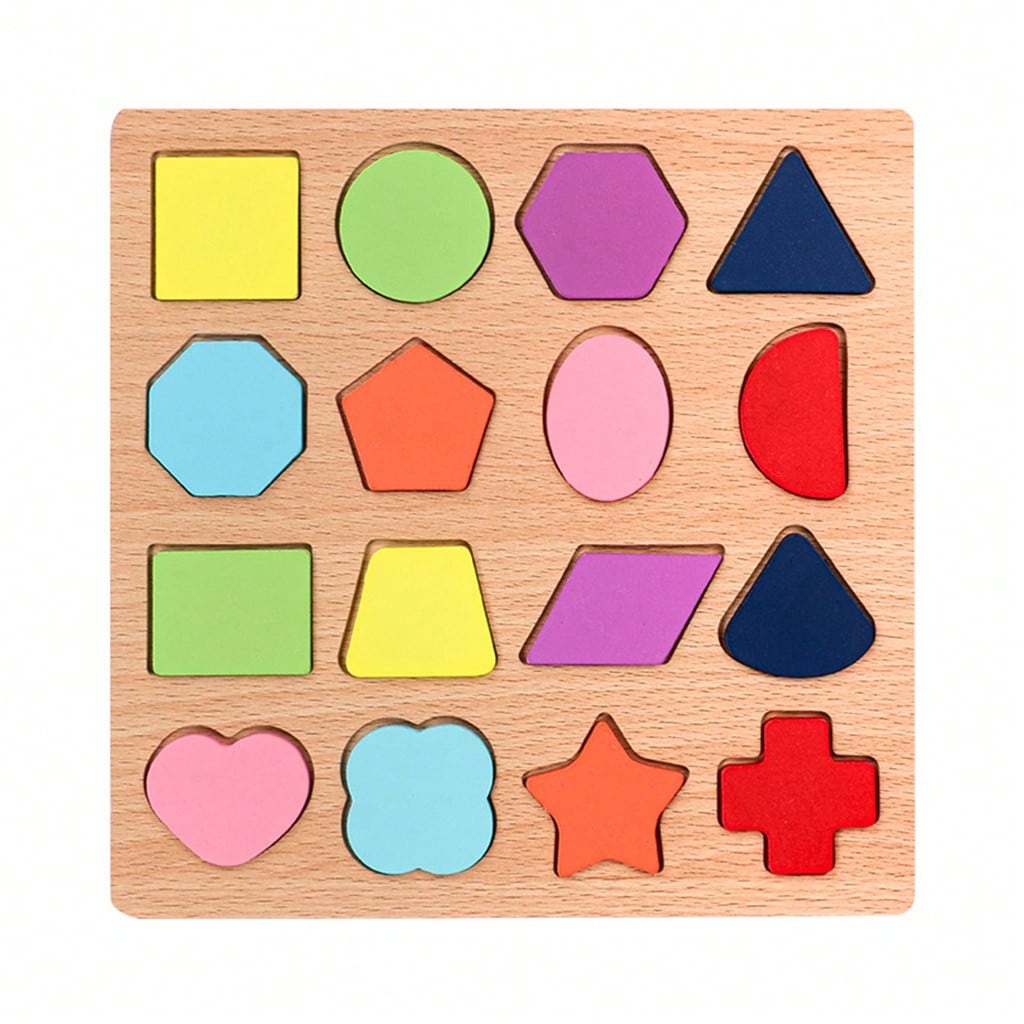 Wooden Learning Puzzle Board 4-in-1 for Kids, Numbers, Letters and Shapes Activity Set for Montessori-Inspired Early Learning and Gifts