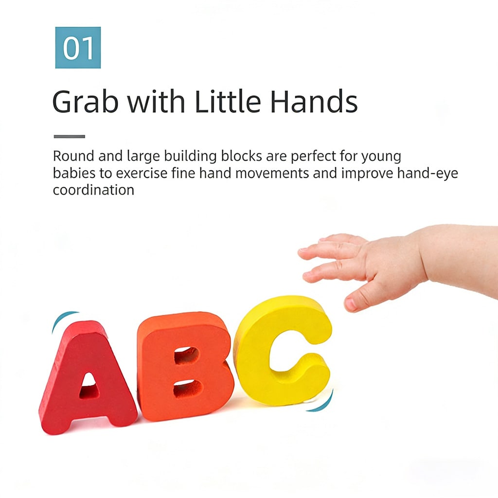 Wooden Learning Puzzle Board 4-in-1 for Kids, Numbers, Letters and Shapes Activity Set for Montessori-Inspired Early Learning and Gifts