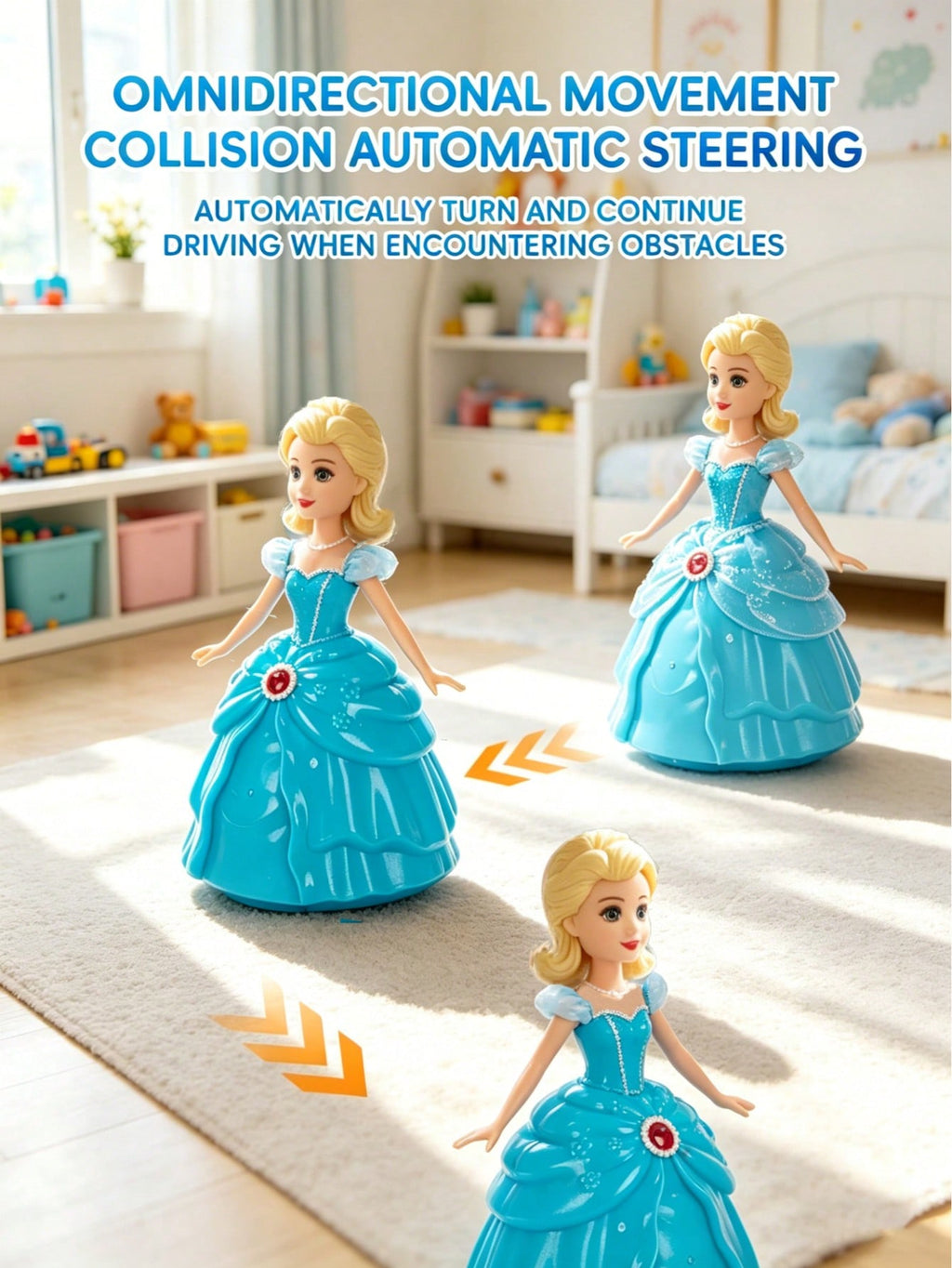 Dancing Princess Toy with 360° Rotation, Music and Lights, ABS Electric Spinning Princess for Kids Ages 2+, Pink or Blue Birthday Gift