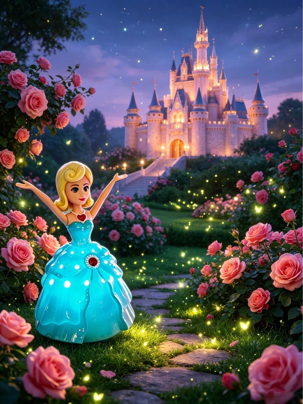 Dancing Princess Toy with 360° Rotation, Music and Lights, ABS Electric Spinning Princess for Kids Ages 2+, Pink or Blue Birthday Gift