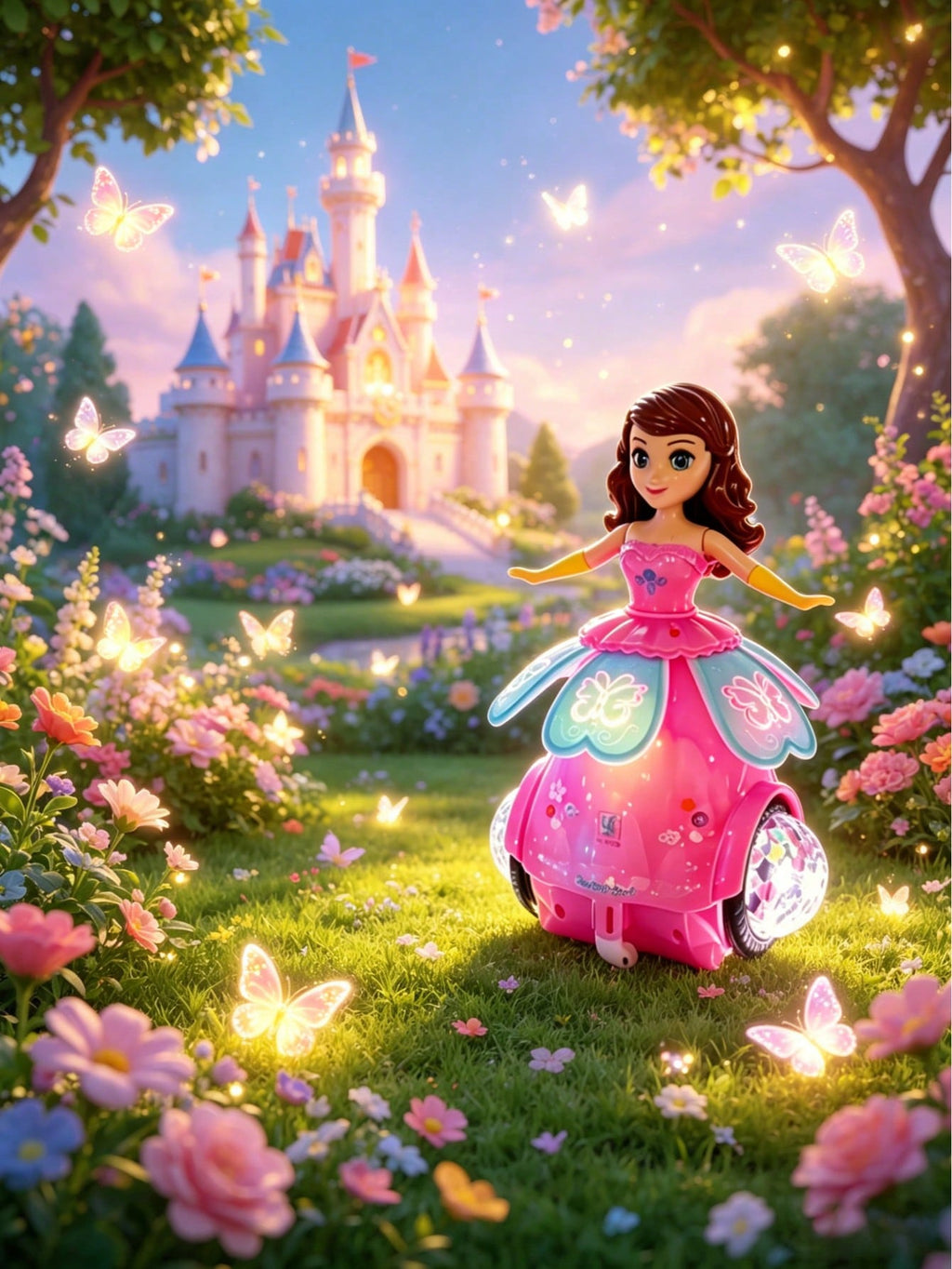 Dancing Princess Toy with 360° Rotation, Music and Lights, ABS Electric Spinning Princess for Kids Ages 2+, Pink or Blue Birthday Gift