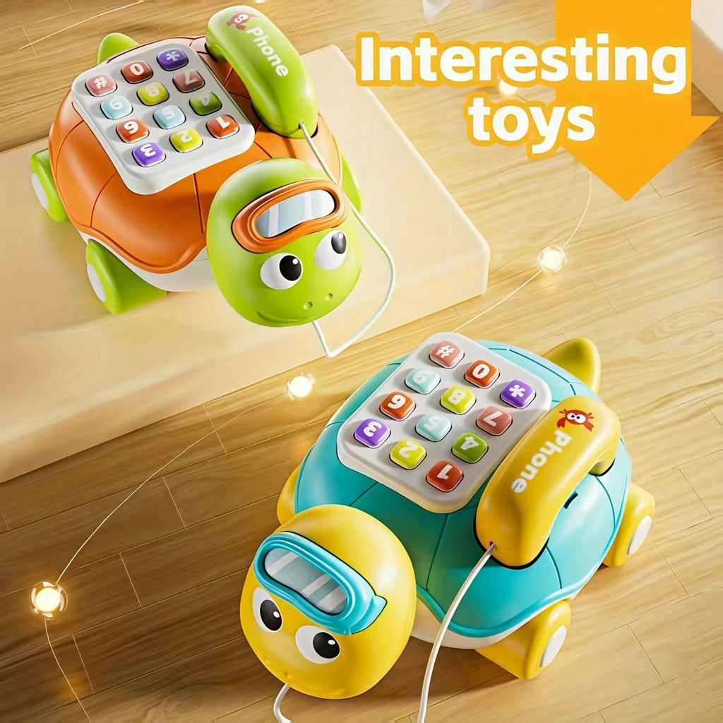 Turtle Musical Phone Toy with Interactive Buttons and Sound Effects, Blue or Orange Pretend Play Learning Phone for Early Hands-On Exploration