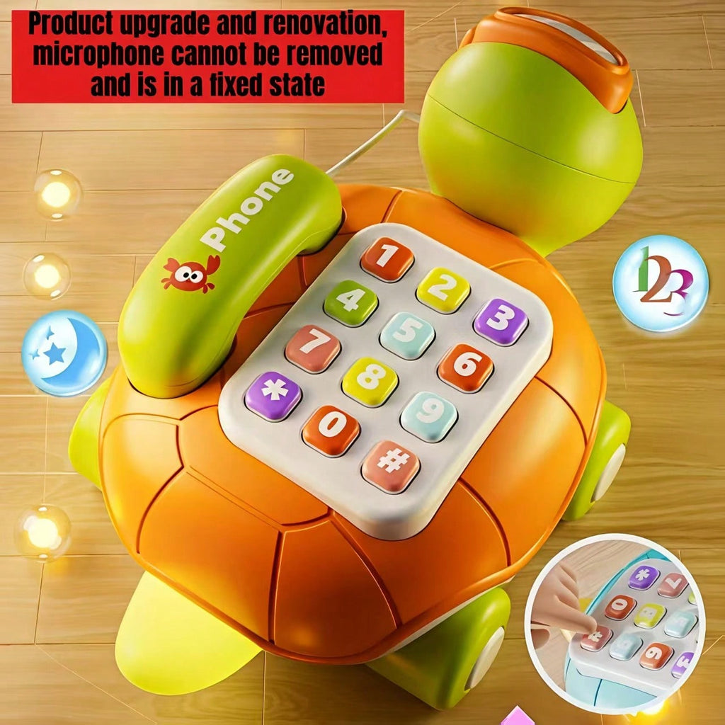 Turtle Musical Phone Toy with Interactive Buttons and Sound Effects, Blue or Orange Pretend Play Learning Phone for Early Hands-On Exploration