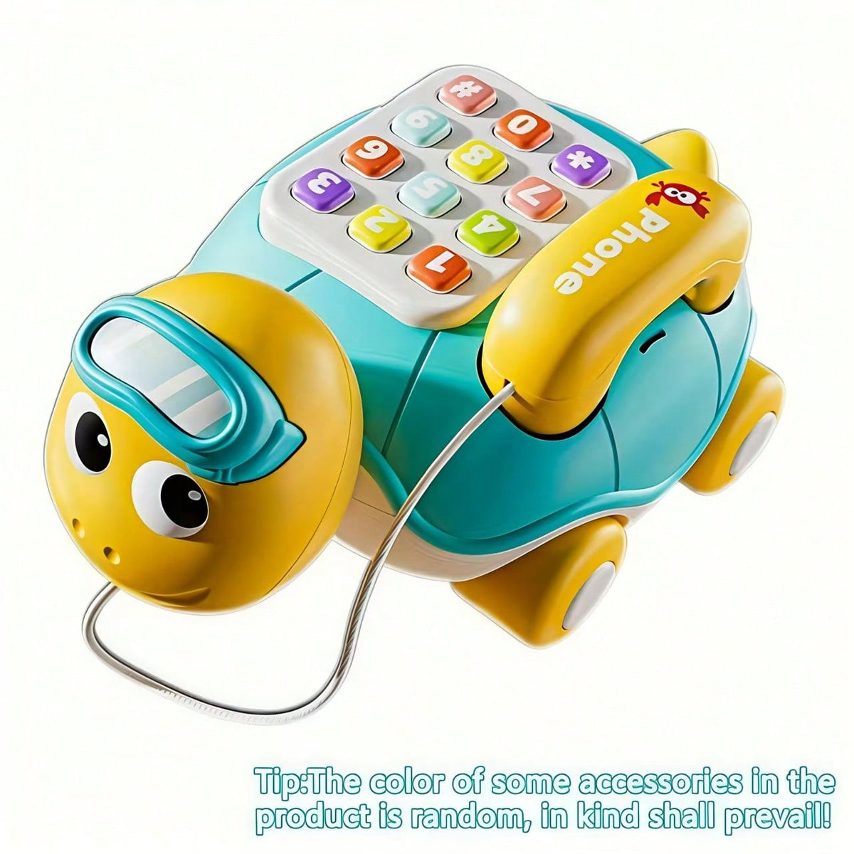 Turtle Musical Phone Toy with Interactive Buttons and Sound Effects, Blue or Orange Pretend Play Learning Phone for Early Hands-On Exploration