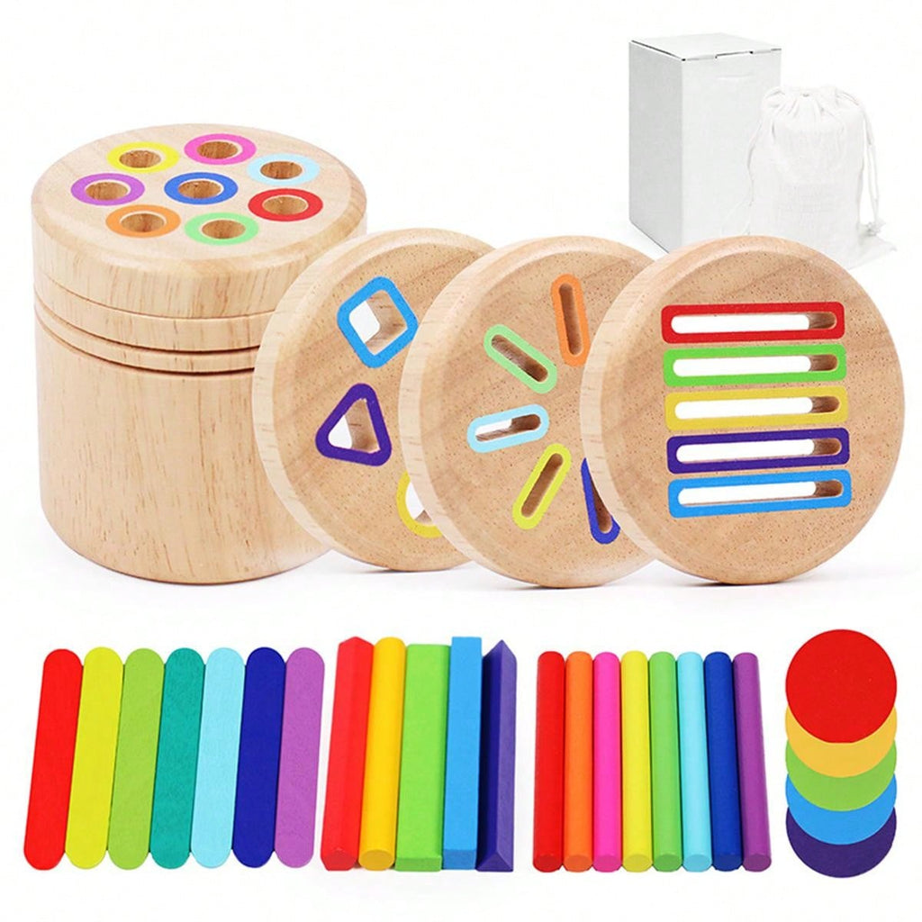 Color Sorting Cups for Kids Over 3, Wooden Montessori-Inspired Matching and Counting Toy with Fine Motor Activities and Multiple Set Options