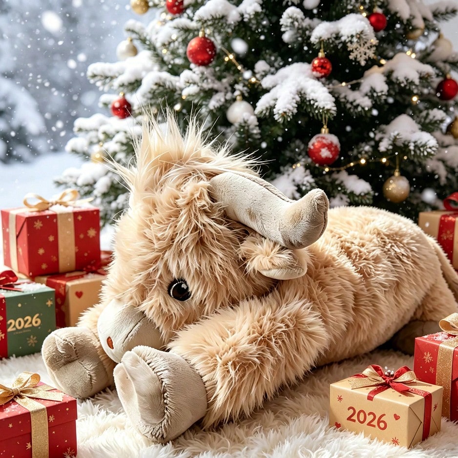 Highland Cow Plush Pillow 40cm, Soft Camel Farm Animal Stuffed Toy with Japanese-Style Charm for Girls, Birthday Gifts and Cozy Room Decor