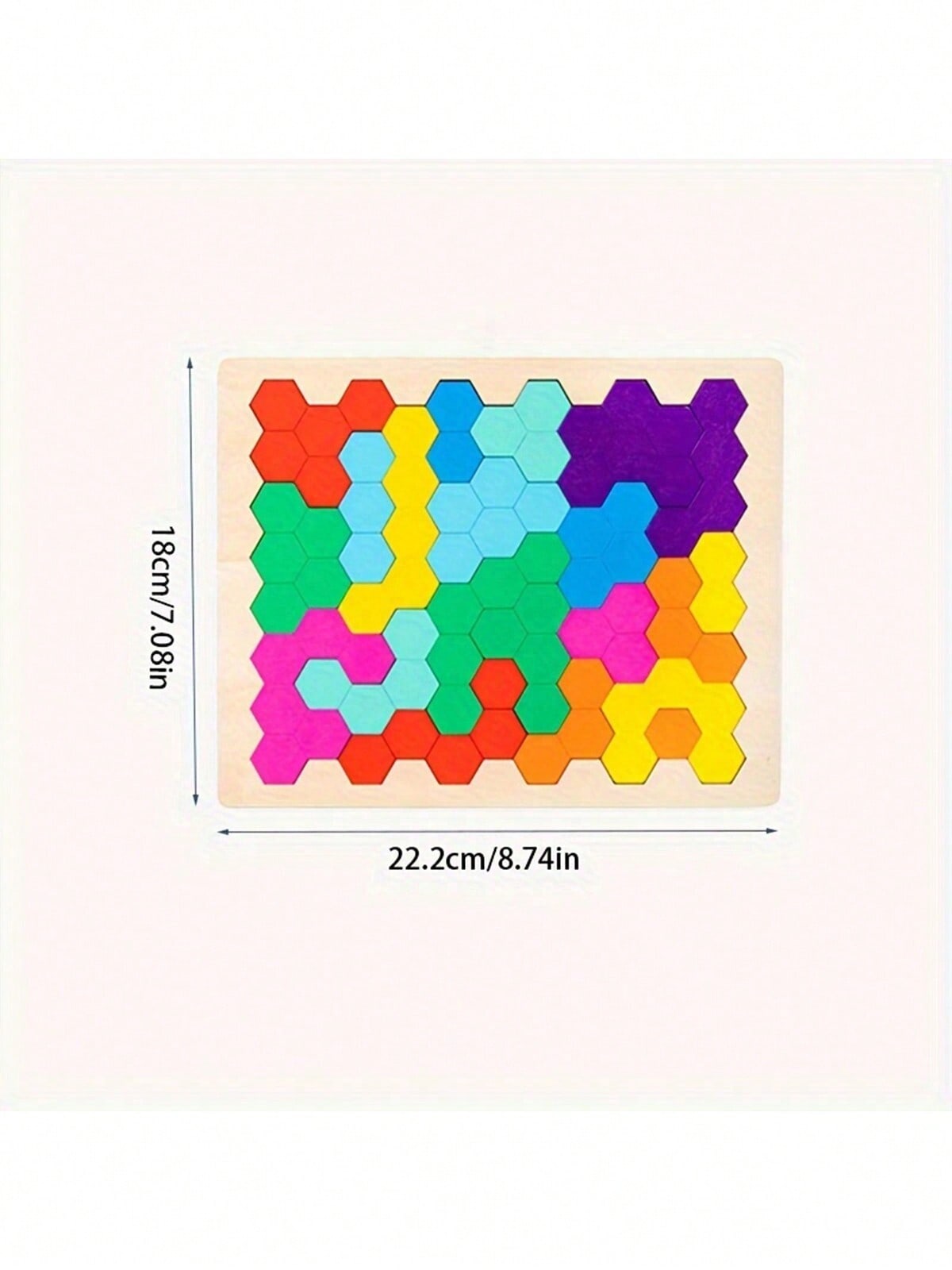 Wooden Rainbow Honeycomb Puzzle Board for Kids, Multicolor Hands-On Logic Activity for Math Exploration, Creative Tabletop Play and Educational Gifts