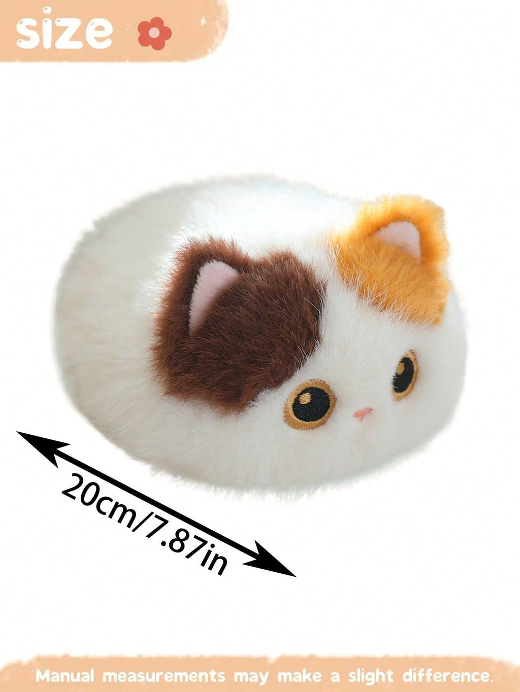 Cat Dumpling Plush Toy 20cm, Soft Kitty Stuffed Animal in Black, Brown, Calico or Siamese Styles for Birthday Gifts and Bedroom Decor