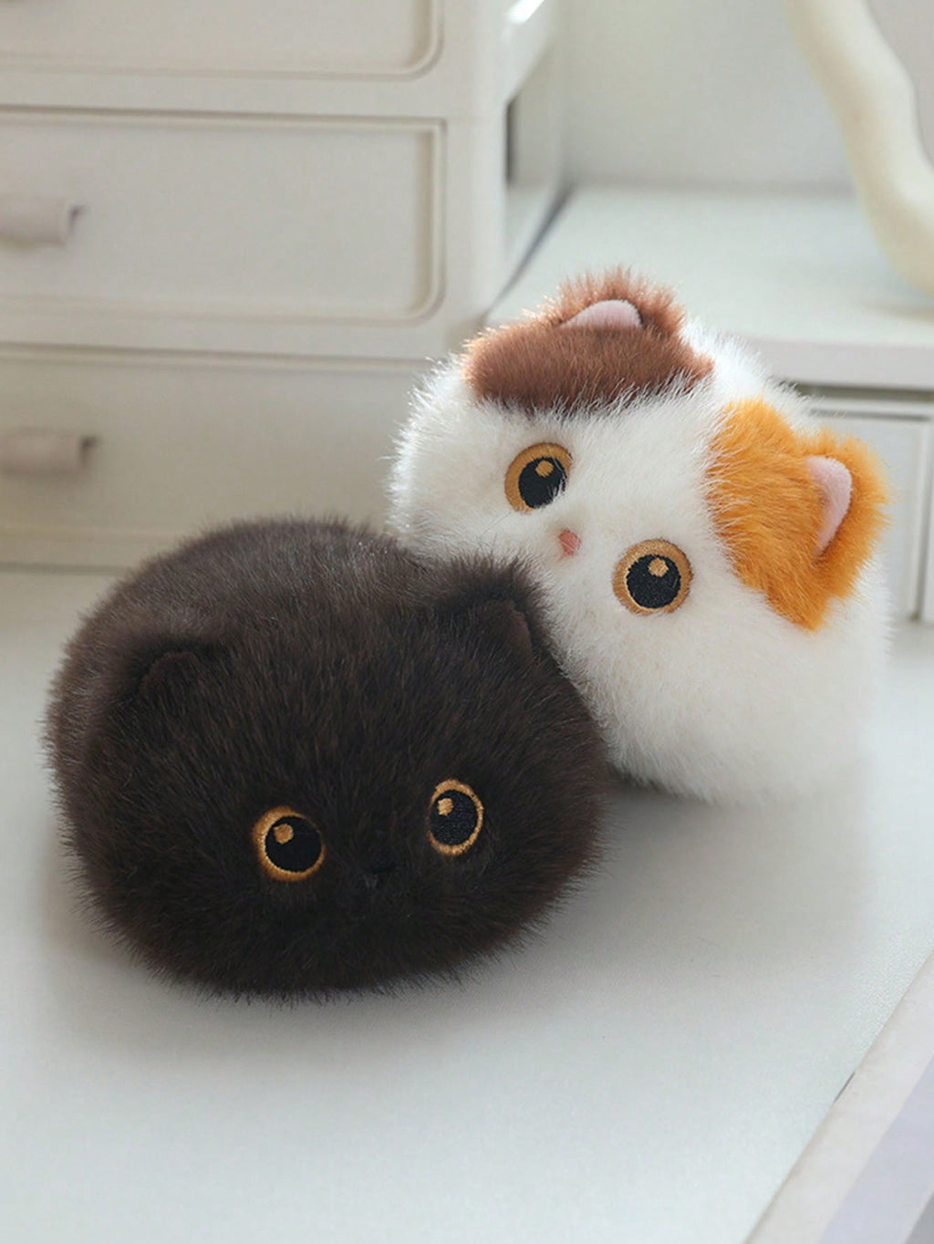 Cat Dumpling Plush Toy 20cm, Soft Kitty Stuffed Animal in Black, Brown, Calico or Siamese Styles for Birthday Gifts and Bedroom Decor