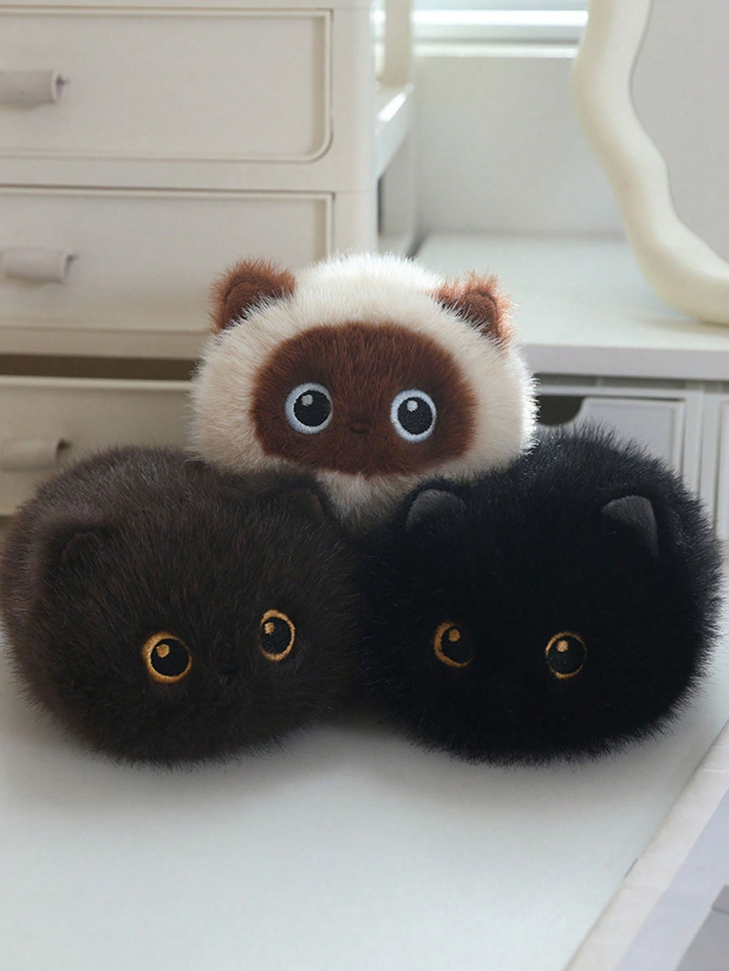 Cat Dumpling Plush Toy 20cm, Soft Kitty Stuffed Animal in Black, Brown, Calico or Siamese Styles for Birthday Gifts and Bedroom Decor
