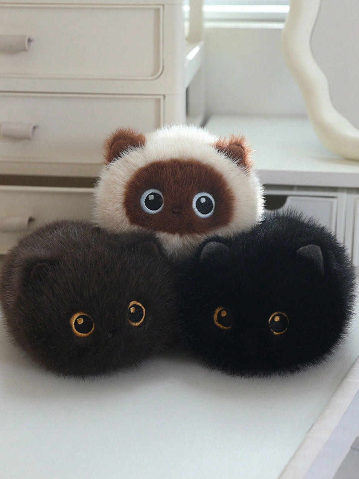 Cat Dumpling Plush Toy 20cm, Soft Kitty Stuffed Animal in Black, Brown, Calico or Siamese Styles for Birthday Gifts and Bedroom Decor