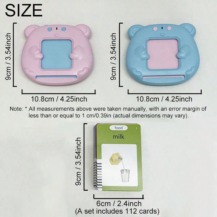 English Pronunciation Flash Cards for Kids with 224 Basic Words, Preschool Vocabulary Learning Toy for Home and Classroom Practice, Pink or Blue