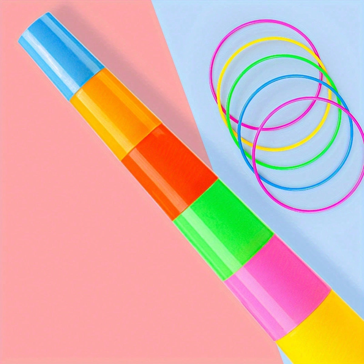 Ring Toss Game Set for Kids and Adults, Colorful Plastic Hoops for Outdoor Parties, Carnival Booth Games and Kindergarten Group Activities