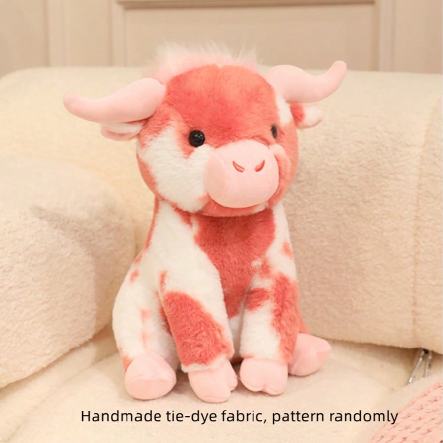 Sitting Cow Stuffed Animal 30cm, Soft Angus Cattle Plush Doll in Five Colors, Decorative Pillow and Farm Animal Birthday Gift for Cow Lovers
