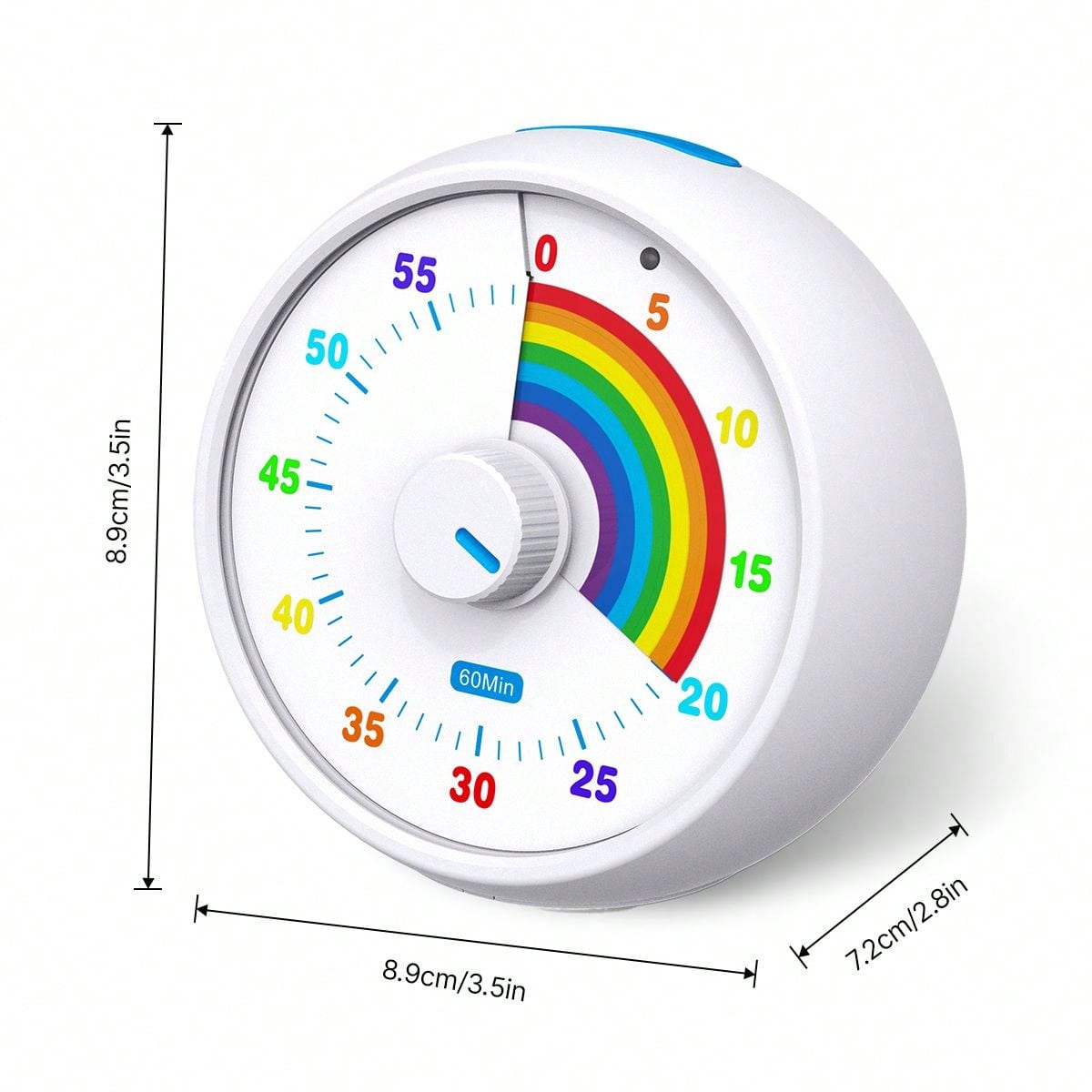 60 Minute Visual Timer for Kids with Rainbow Pattern, Silent Desktop Time Management Tool for Classroom, Homework, Office & Kitchen Routines