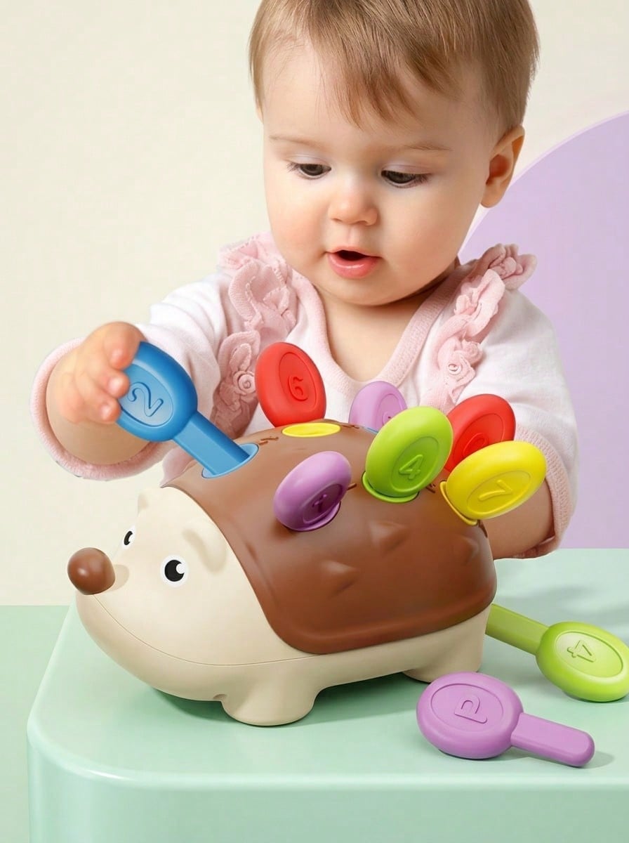 Hedgehog Fine Motor Toy for Toddlers, Montessori-Inspired Counting and Sorting Learning Set for Hands-On Puzzle Play and Early Math Activities