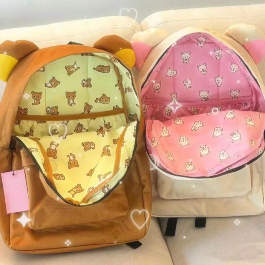 Rilakkuma Backpack San-X Cute Bear Large Capacity Shoulder Bag for Students, Kawaii School Bookbag Daypack for Girls Teens, Lightweight Travel Bag Birthday Gift