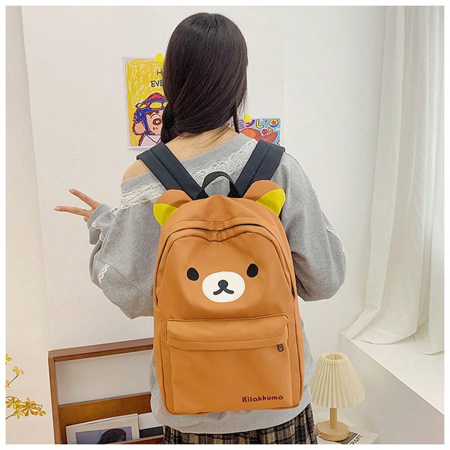 Rilakkuma Backpack San-X Cute Bear Large Capacity Shoulder Bag for Students, Kawaii School Bookbag Daypack for Girls Teens, Lightweight Travel Bag Birthday Gift