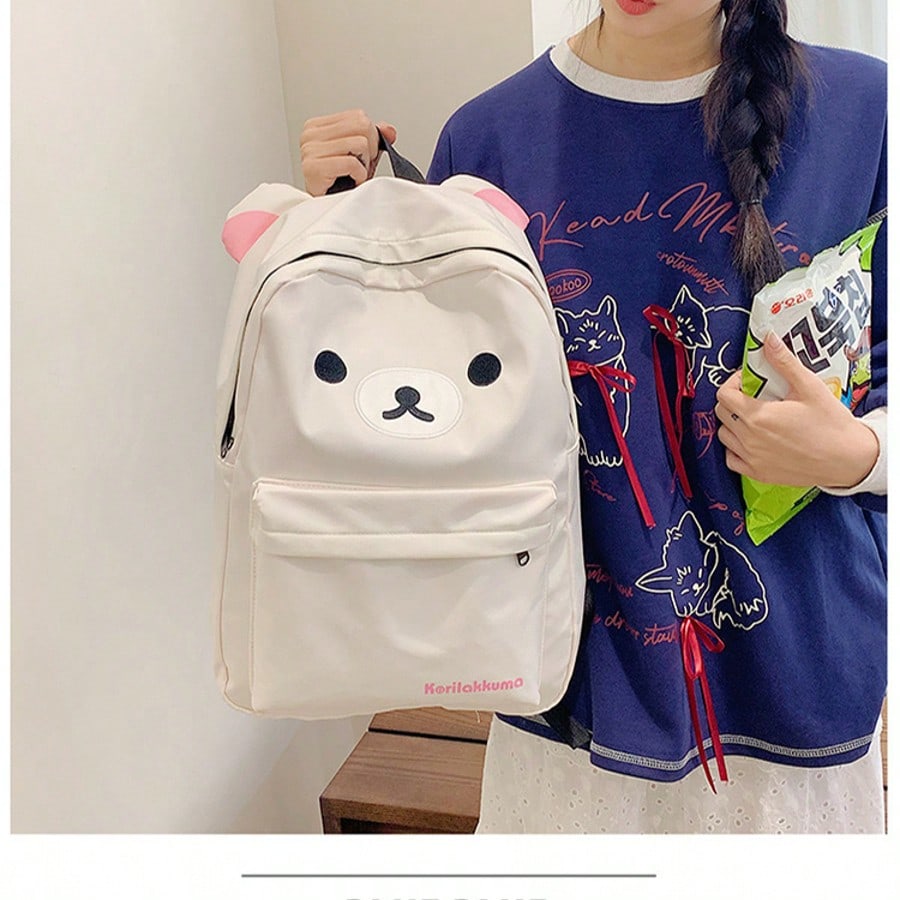 Rilakkuma Backpack San-X Cute Bear Large Capacity Shoulder Bag for Students, Kawaii School Bookbag Daypack for Girls Teens, Lightweight Travel Bag Birthday Gift