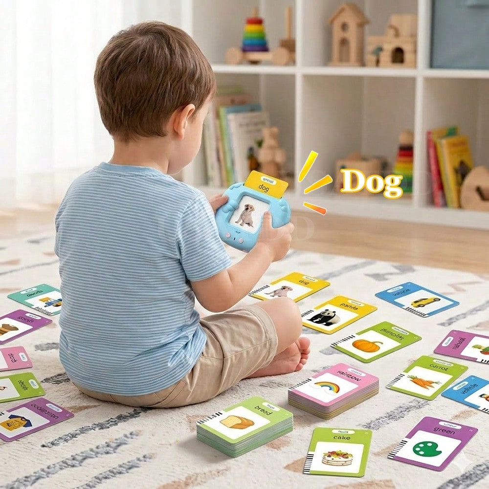 English Pronunciation Flash Cards for Kids with 224 Basic Words, Preschool Vocabulary Learning Toy for Home and Classroom Practice, Pink or Blue