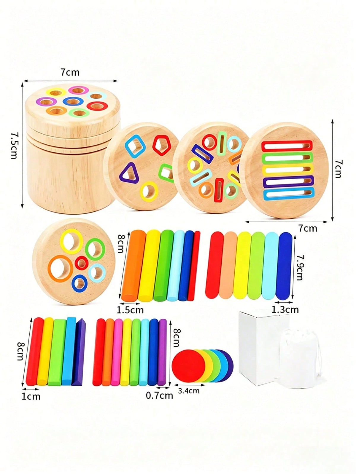 Color Sorting Cups for Kids Over 3, Wooden Montessori-Inspired Matching and Counting Toy with Fine Motor Activities and Multiple Set Options