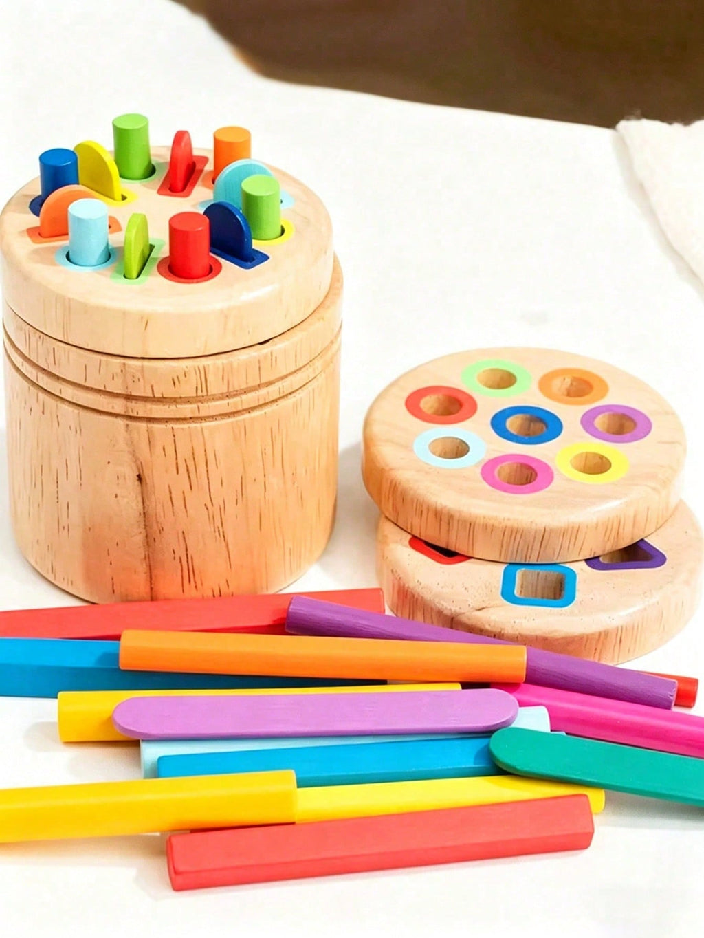 Color Sorting Cups for Kids Over 3, Wooden Montessori-Inspired Matching and Counting Toy with Fine Motor Activities and Multiple Set Options