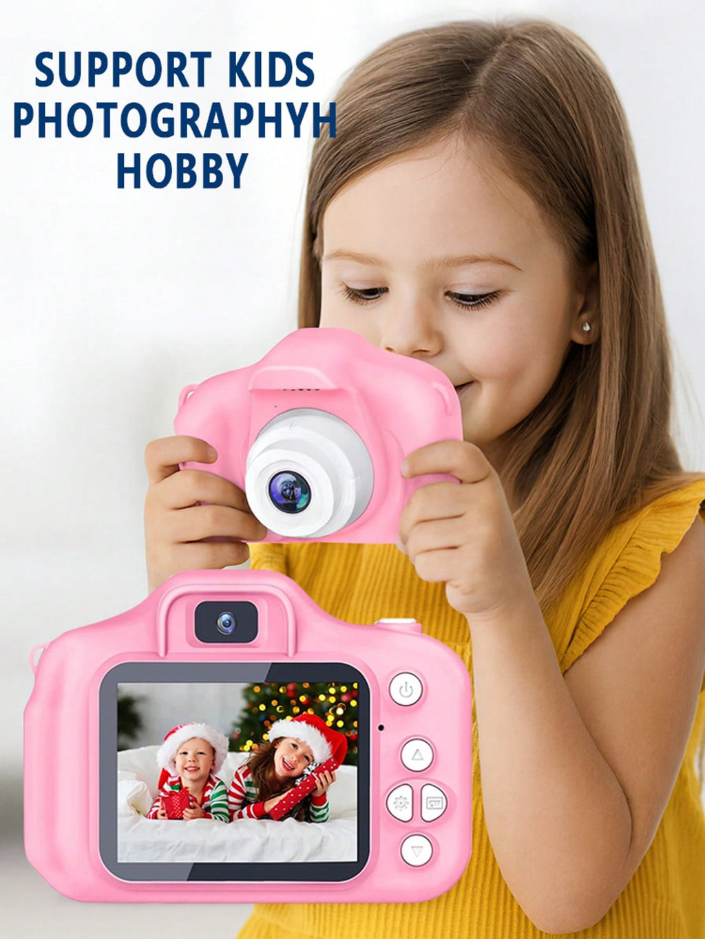 Kids Digital Selfie Camera with Video Recording and USB Charging, Children's Photography Camera in Blue or Pink for Birthday and Holiday Gifts