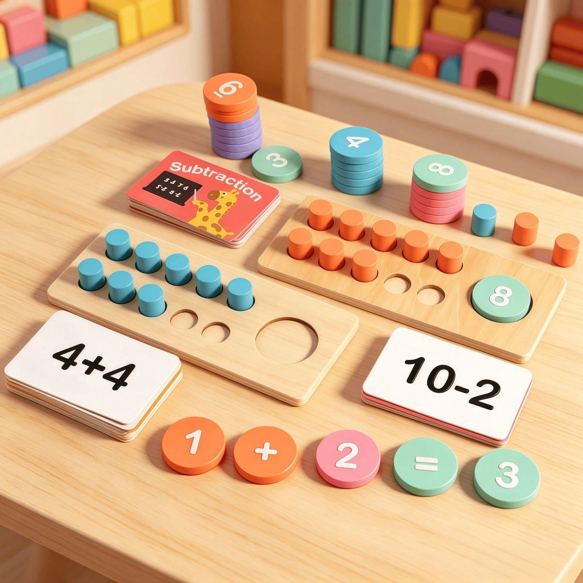 Ten Frame Math Manipulatives for Kids, Wooden Counting Game for Montessori-Inspired Number Practice in Kindergarten, Elementary Classrooms and Homeschool