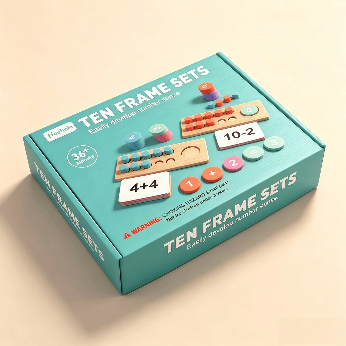 Ten Frame Math Manipulatives for Kids, Wooden Counting Game for Montessori-Inspired Number Practice in Kindergarten, Elementary Classrooms and Homeschool