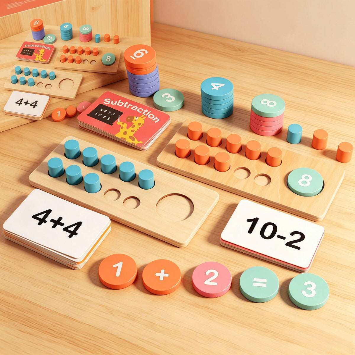 Ten Frame Math Manipulatives for Kids, Wooden Counting Game for Montessori-Inspired Number Practice in Kindergarten, Elementary Classrooms and Homeschool