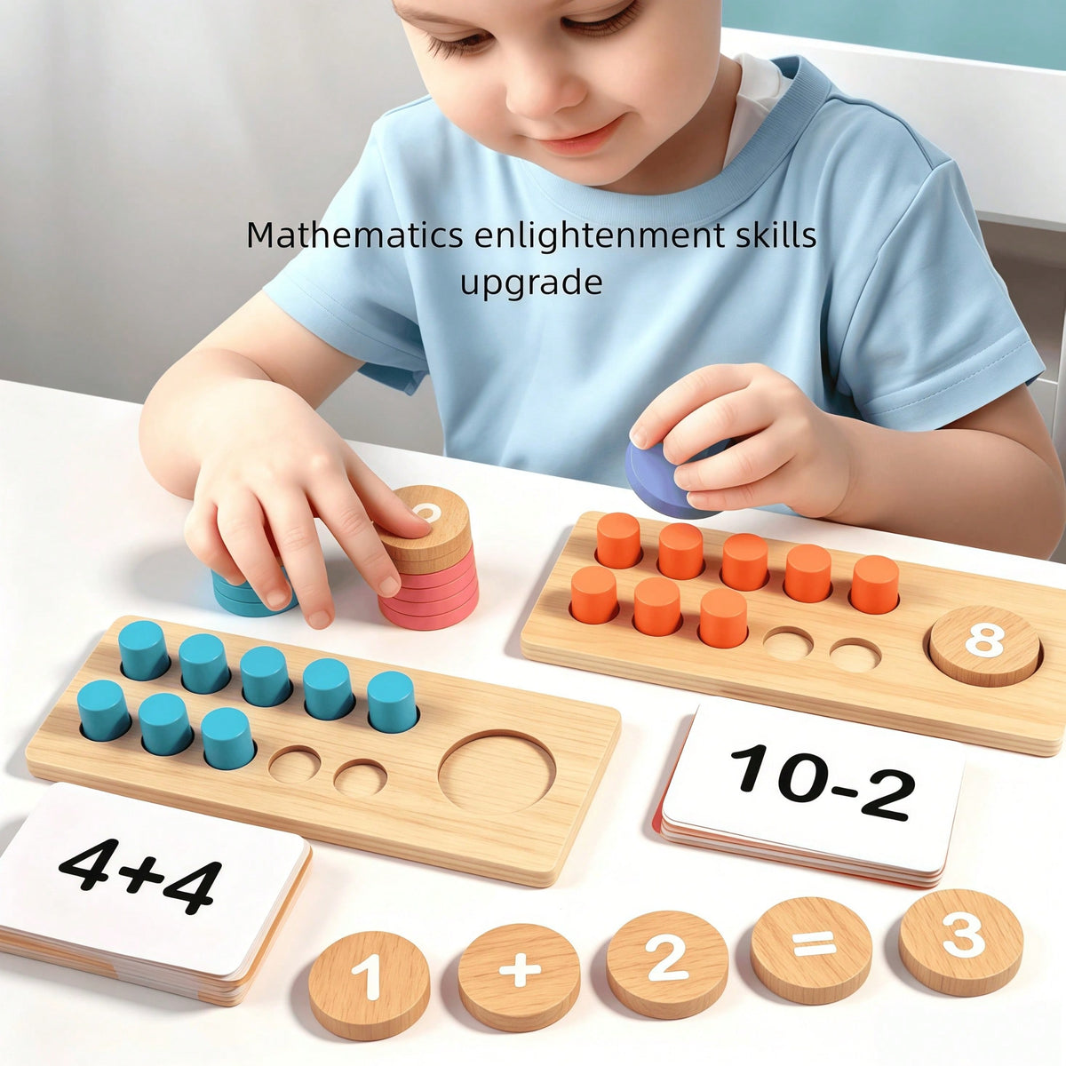 Ten Frame Math Manipulatives for Kids, Wooden Counting Game for Montessori-Inspired Number Practice in Kindergarten, Elementary Classrooms and Homeschool