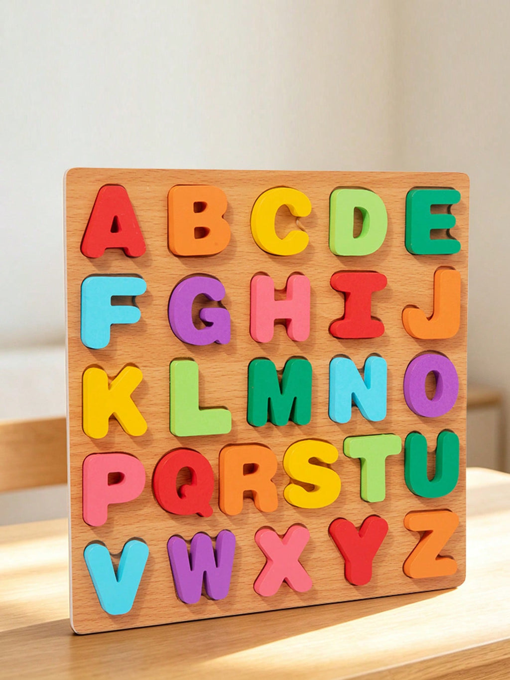 Alphabet Wooden Puzzles for Toddlers Ages 2-5, MINKOJA Letter or Number Learning Board, Multicolor Preschool Matching Toy for Boys and Girls