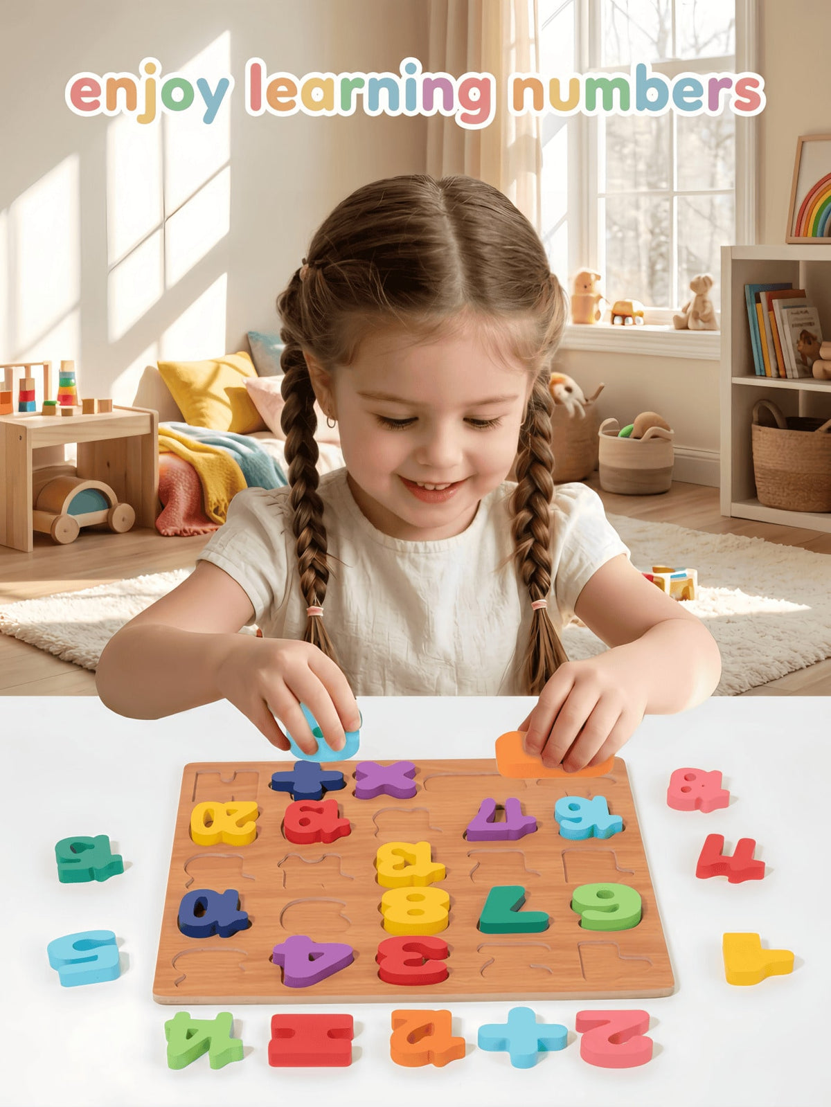 Alphabet Wooden Puzzles for Toddlers Ages 2-5, MINKOJA Letter or Number Learning Board, Multicolor Preschool Matching Toy for Boys and Girls