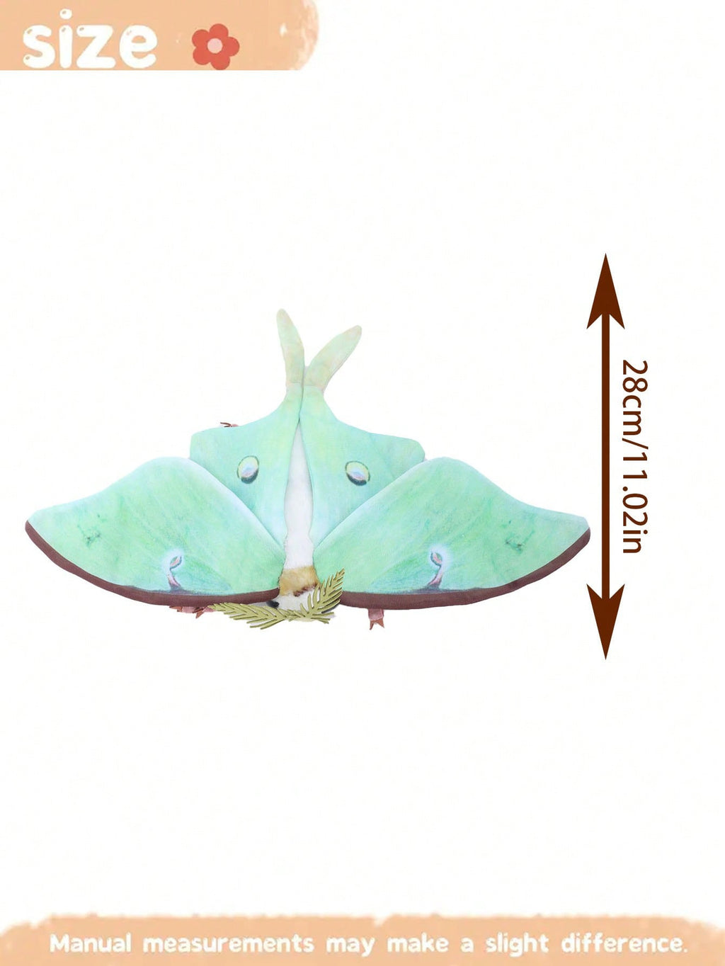 Moon Moth Plush Doll in Green, Big-Eyed Insect Stuffed Animal for Nature Lovers, Bedroom Decor, Plush Collections and Birthday Gifts