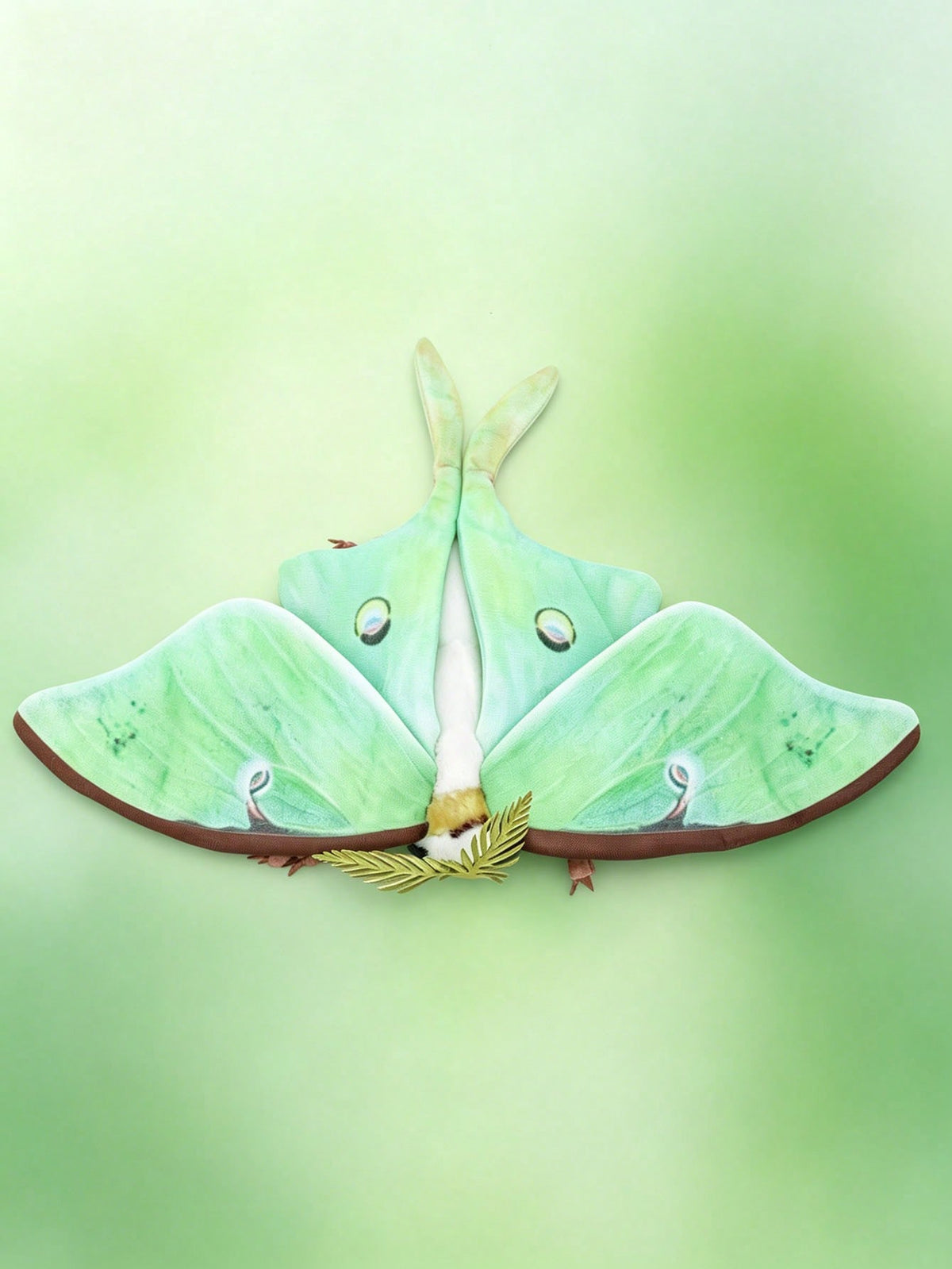Moon Moth Plush Doll in Green, Big-Eyed Insect Stuffed Animal for Nature Lovers, Bedroom Decor, Plush Collections and Birthday Gifts