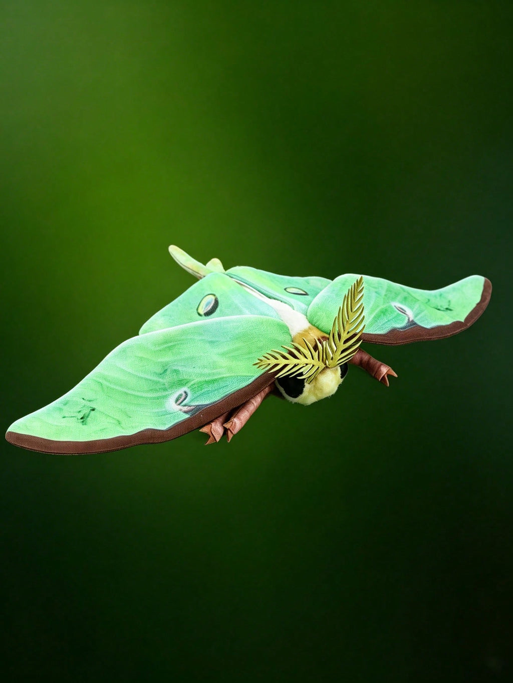 Moon Moth Plush Doll in Green, Big-Eyed Insect Stuffed Animal for Nature Lovers, Bedroom Decor, Plush Collections and Birthday Gifts