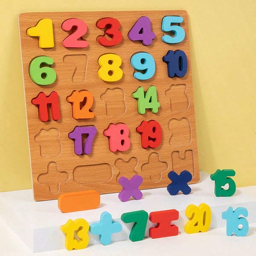Alphabet Wooden Puzzles for Toddlers Ages 2-5, MINKOJA Letter or Number Learning Board, Multicolor Preschool Matching Toy for Boys and Girls