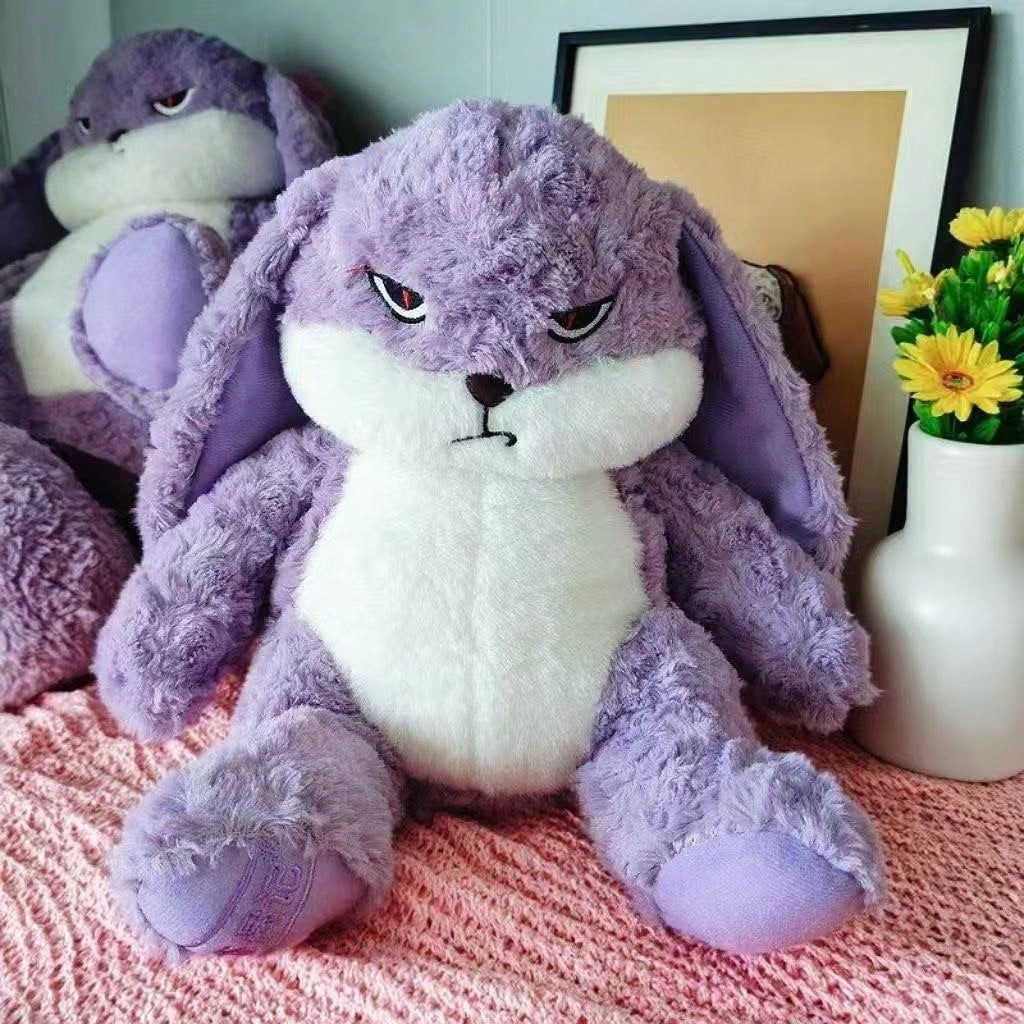 Rabbit Plush Pillow with Floppy Ears, Super Soft Bunny Stuffed Animal in Brown or Purple, 35cm and 70cm Options for Room Decor and Gifts