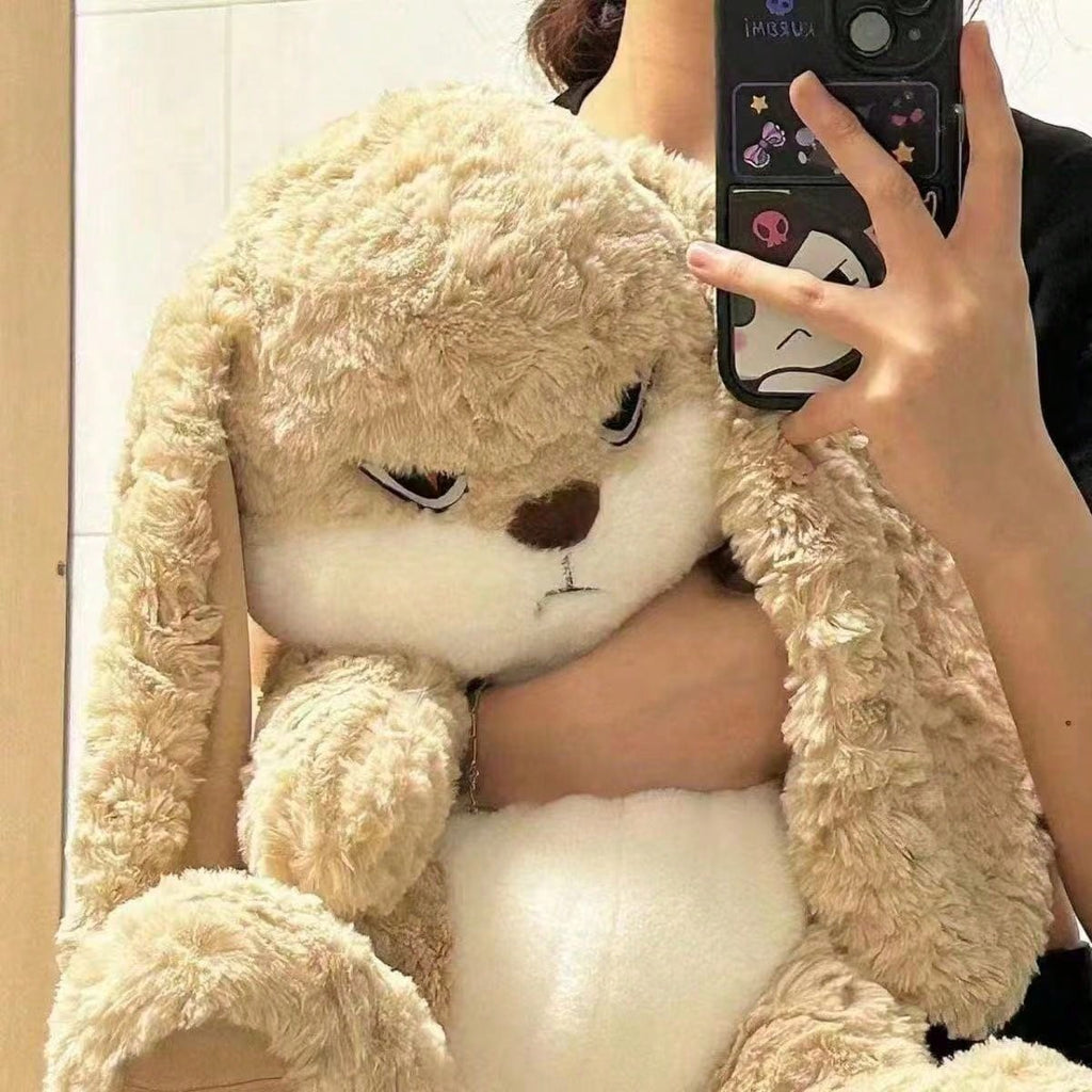 Rabbit Plush Pillow with Floppy Ears, Super Soft Bunny Stuffed Animal in Brown or Purple, 35cm and 70cm Options for Room Decor and Gifts